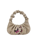 Borsa a nuvola plissettata kaki con stampa farfalla e manico a scrunchie chic - Cachi