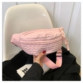 Pink crossbody waist bag with bubble texture and adjustable nylon strap for women - Pink