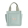 Sac cabas minimaliste en toile vert clair avec poches et étiquette en cuir N - Vert