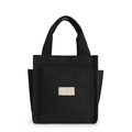 Sac cabas noir en toile pour femme avec écusson N et poches latérales pour le quotidien - Noir