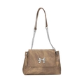 Borsa tote marrone vintage da donna con catena a farfalla argentata e ecopelle invecchiata - Cachi