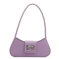 Lavender French style underarm bag with silver bow accent and slim shoulder strap - Purple