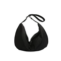 Borsa a tracolla nera a mezzaluna in nylon resistente con tracolla regolabile - Nero