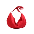 Borsa hobo minimalista in nylon rosso con tracolla regolabile e doppia cerniera - Rosso