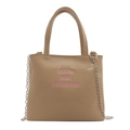 Sac bandoulière en PU kaki avec broderie 'strive and optimism' et chaîne argentée - Kaki