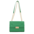 Elegante borsa a tracolla quadrata verde con catena dorata e pelle martellata - Verde