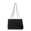 Elegant black tote bag with metallic chain strap and shimmering fabric texture for daily use - Black