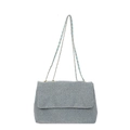 Silver blue chain tote bag with glitter finish and woven metal shoulder strap - Green