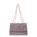 Sparkly purple chain tote bag with gold metal straps for stylish women commuting - Pink