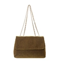 Golden shimmering sequin tote bag with luxury metallic chain strap in variant gold - Coffee