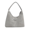 Bolso de hombro gris en cuero sintético con textura vintage y logo de marca - Gris