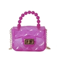 Mini sac gelée violet avec motif matelassé et poignée en perles pour enfants - Rose rouge