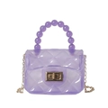 Mini sac bandoulière violet en gelée avec poignée perlée et chaîne dorée - Violet
