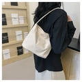 Minimalist cream white nylon tote bag with embroidery for women on a casual shoulder style - Off White