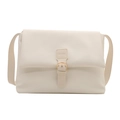 Schicke cremeweiße Vintage-Matt-Schultertasche mit Klappe und goldener Schnalle - Weiß