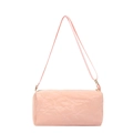 Bolso cilíndrico rosa claro con textura plisada y correa fina del mismo color - Rosa