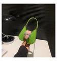 Fashionable mini saddle bag with green leather body, pink flap and silver bow buckle - Small / Green