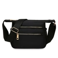 Pratica borsa a tracolla in nylon nero con tasche multiple e tracolla regolabile - Nero