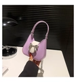 Lavender and ivory bow saddle bag with silver chain strap and top handle - Small / Purple