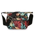 Borsa a tracolla in nylon con stampa floreale tropicale e tasche multiple con zip - Foglia d'acero Multicolore
