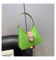 Fashionable green saddle bag with pink strap and silver bow buckle for stylish women - Large / Green