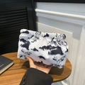 Sac fourre-tout en nylon avec peinture de paysage chinois et fermeture éclair plissée - Noir