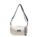 Chique beige crossbodytas met lycheetextuur en modieus label met letteropdruk erop - Broken Wit