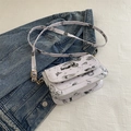White butterfly print crossbody bag with star pattern and adjustable shoulder strap - Gray