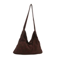 Bolso tote de pana marrón con estampado de fresas y textura de rayas verticales - Marrón
