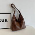 Sac hobo marron en similicuir avec un design élégant de patchwork géométrique - Marron