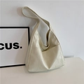 Sac fourre-tout minimaliste blanc crème avec texture cuir gaufrée et grande capacité - Blanc Cassé