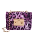 Mini leopard print chain bag in purple pattern with gold hardware square clasp - Purple