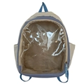 Mochila minimalista en beige y azul con ventana frontal transparente para decoración - Solo Bolso / Negro