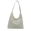 Weiße Hobo-Tasche mit grünen diagonalen geometrischen Mustern und großem Fassungsvermögen - Grün