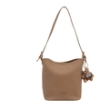 Sac seau marron texturé avec bandoulière et pendentif en peluche dessin animé - Avec Ornement / Khaki