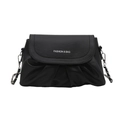 Elegante bolso bandolera negro con pliegues tipo nube y cadena de leopardo plateada - Negro