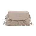 Bolso nube beige elegante con cadena dorada y texto decorativo FASHION & BAG - Blanco Roto