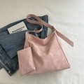Pink matte tote bag with matching pouch and wide adjustable shoulder strap - Shoulder Bag Set / Pink
