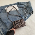 Mini crossbody tas met luipaardprint, dubbele gespen en getextureerde kunstlederen afwerking - Bruine Luipaard
