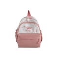 Pink and white patchwork nylon backpack with pink ink bamboo pattern and BALAISI logo - Pink