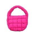 Mini quilted cloud handbag in vibrant rose pink with a rounded handle and metallic zipper - Rose Red