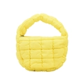 Mini bright yellow quilted cloud handbag with puffy ruched texture and top zipper - Yellow