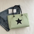 Sac fourre-tout vert clair minimaliste avec étoile noire et anses réglables en corde - Vert