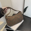 Borsa sottobraccio in velluto a coste marrone con stampa di fragole e stile vintage - Marrone