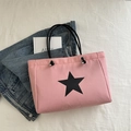 Sac fourre-tout rose clair minimaliste avec étoile noire et longues bretelles - Rose