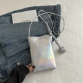 Borsa a tracolla per cellulare argento olografico con dettaglio di nodo sferico chic - Multicolore