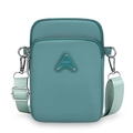 Teal nylon crossbody phone bag with dual zippers and adjustable sport strap for women - Malachite green