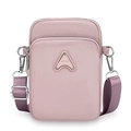Mini borsa sportiva rosa per cellulare con doppia zip e tracolla viola regolabile - Rosa