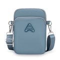 Mini borsa a tracolla blu in nylon con cerniere multistrato e logo sportivo in metallo - Celeste