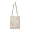 Sac fourre-tout à fleurs avec nœud en dentelle blanche et bandoulière souple - Blanc